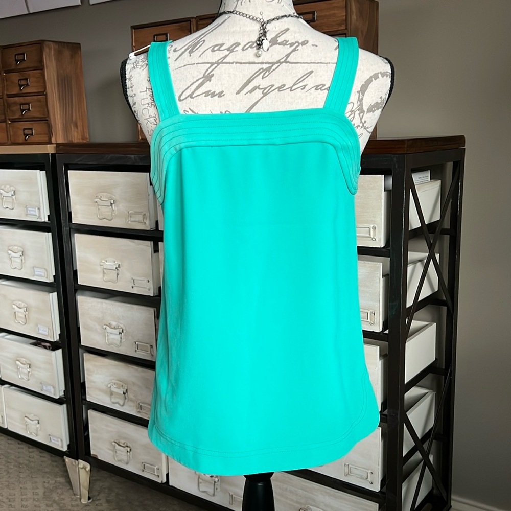 Trina Turk Green Blue Tank Blouse Sz S - Picture 2 of 9